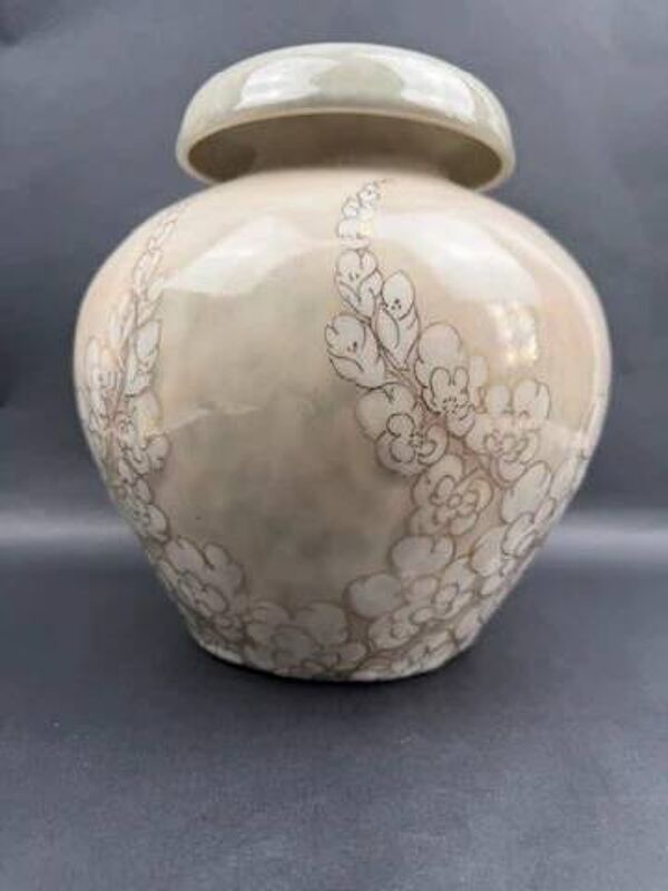 Vase Tharaud Limoges décor floral doré porcelaine émaillée – H 26 cm