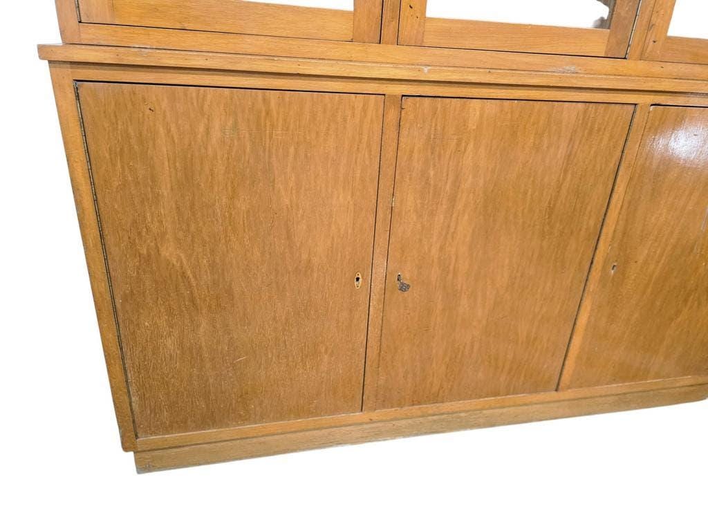 XL vintage wooden display cabinet / sideboard / wall unit