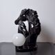 Black ceramic regency "Chevaux" lamp, France, 1980