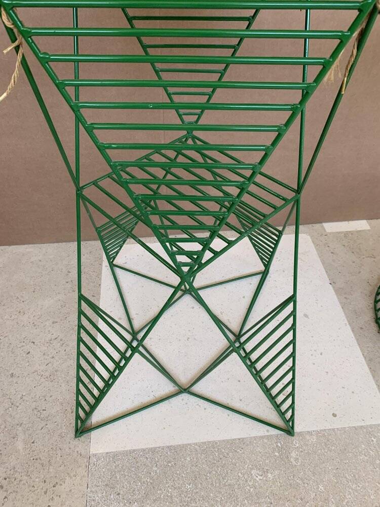 Emerald Green Metal Stools, Italy, Set of 2