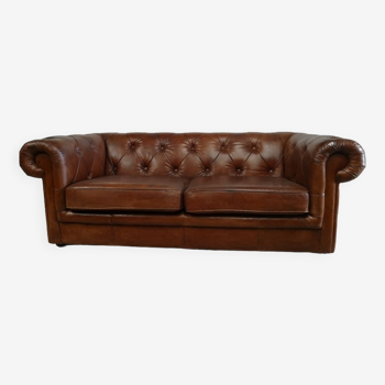 English brown leather chesterfield sofa