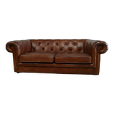 English brown leather chesterfield sofa