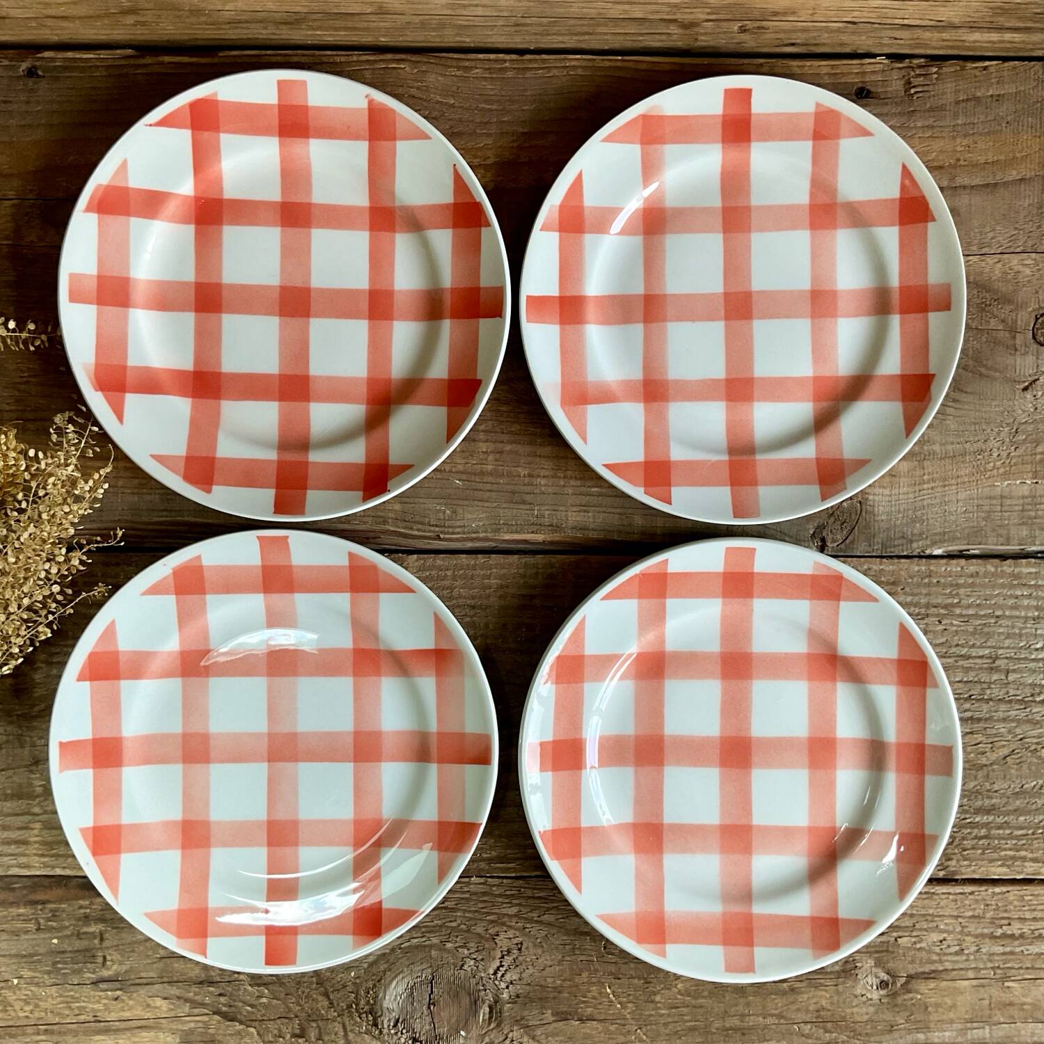 4 Moulin Des Loups “torchon” dessert plates