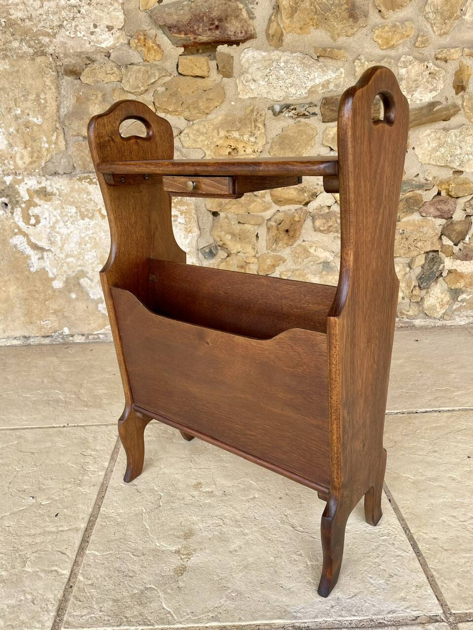 Vintage side table with magazine rack, 1960s