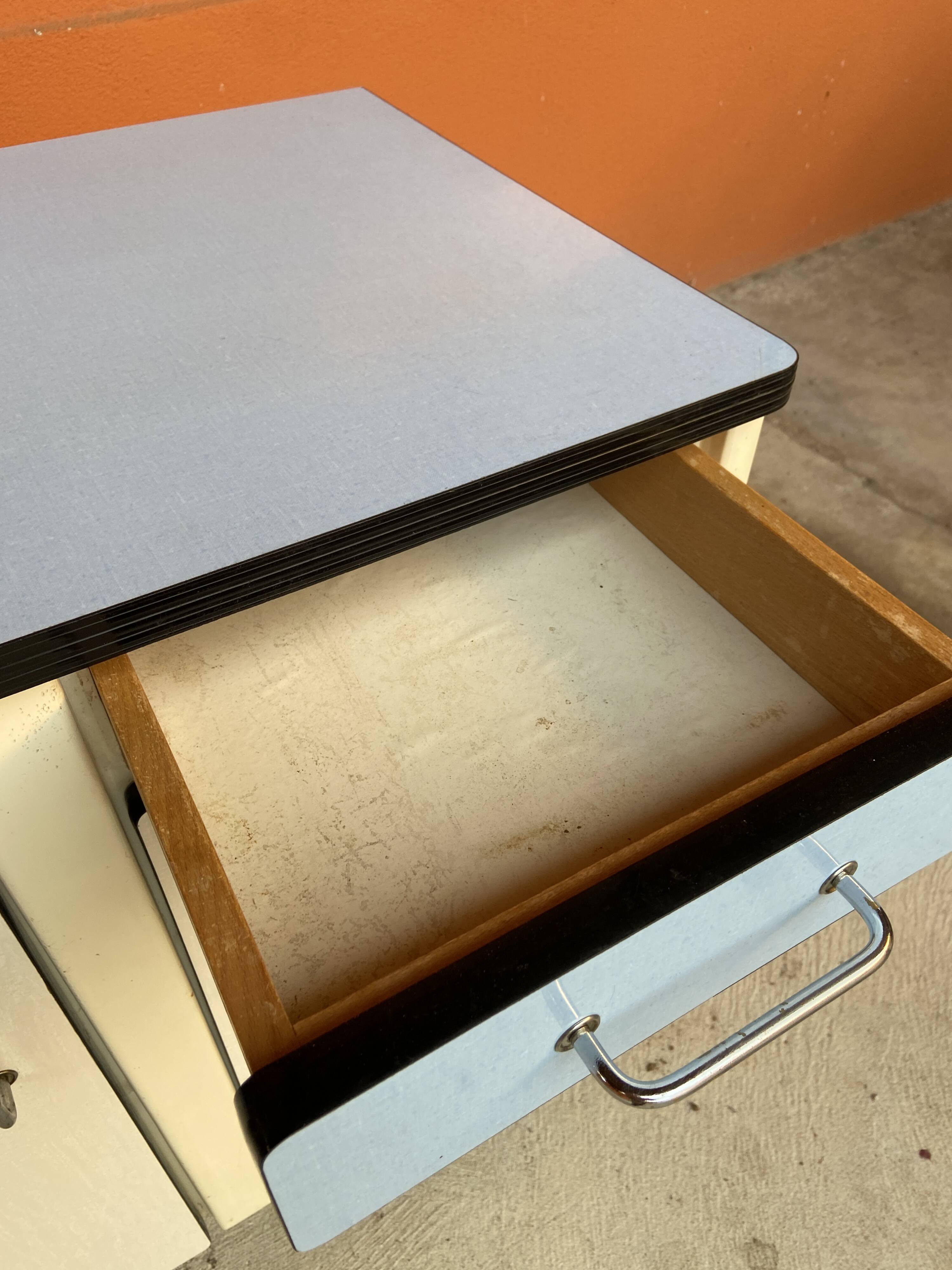 Vintage sideboard in blue formica 1960s