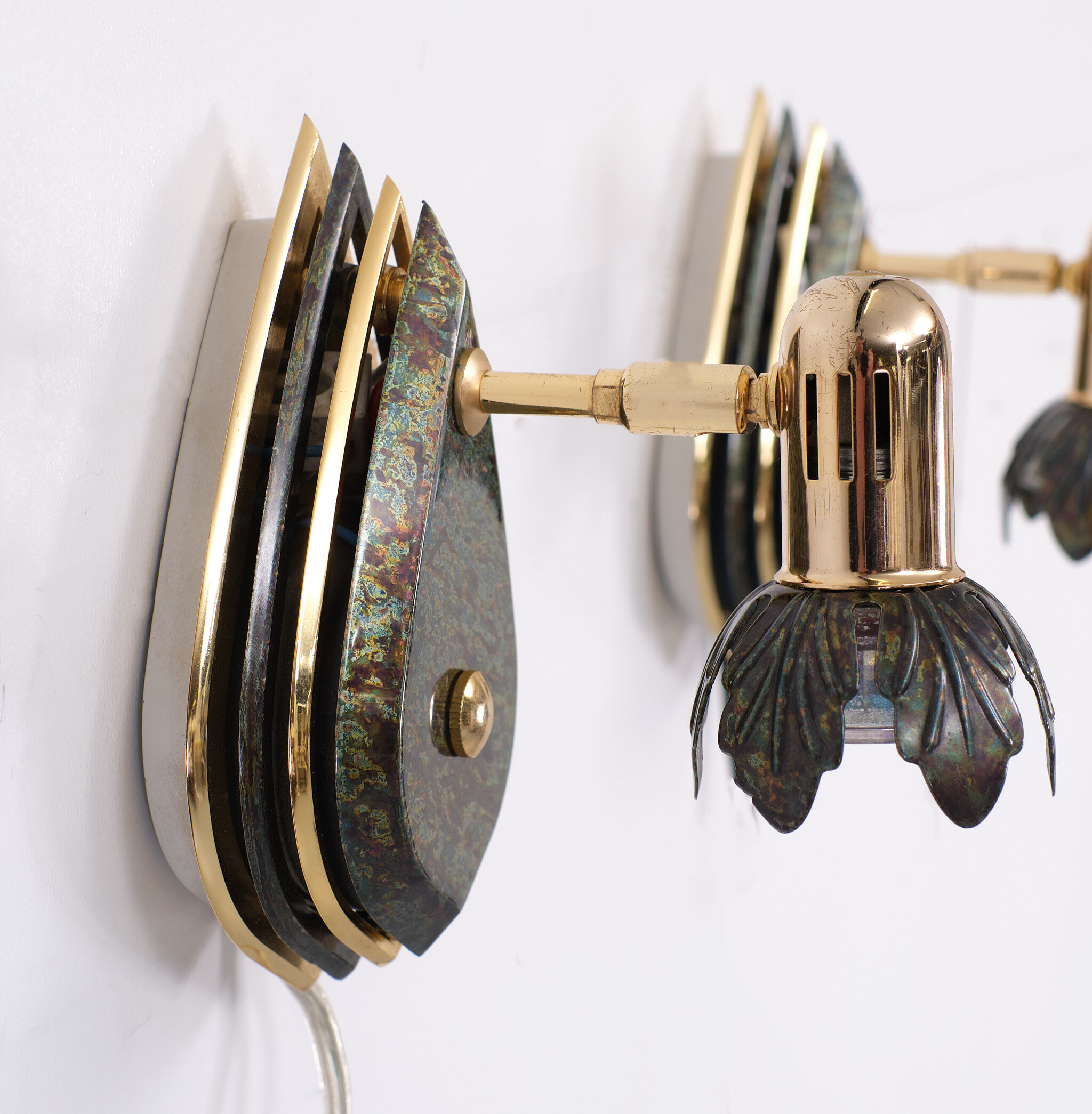 Set post modern diamond shape wall lamps, 1980s, spain