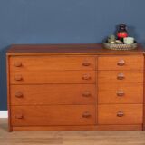 Retro Teak 1960s Stag 8 Drawer Chest Of Drawers Sideboard