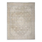 1970s Vintage Persian Handknotted Wool Beige Oversize Area Rug 276x380