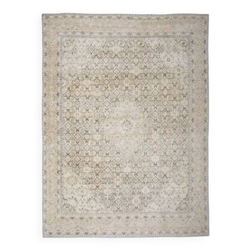 Tapis d'aire vintage persan en laine noué à la main beige surdimensionné 276x380 des années 1970