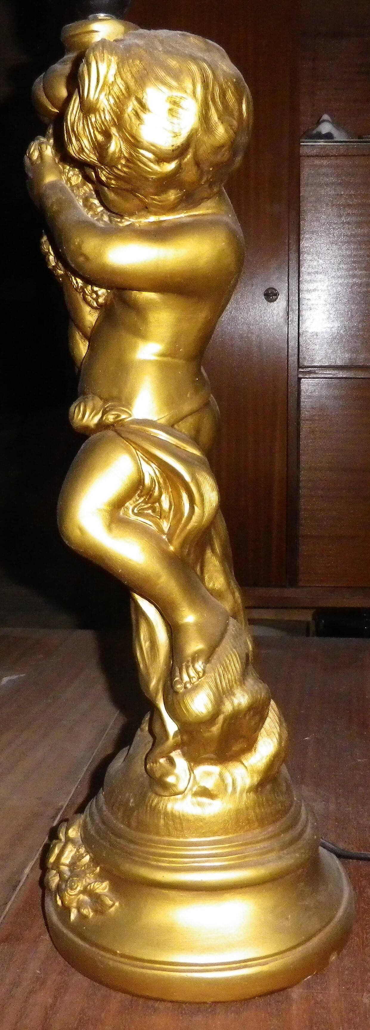 lampe ange plâtre doré