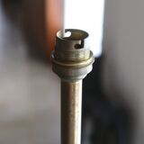 Tripod floor lamp with wooden "pallet" shelf, 50s