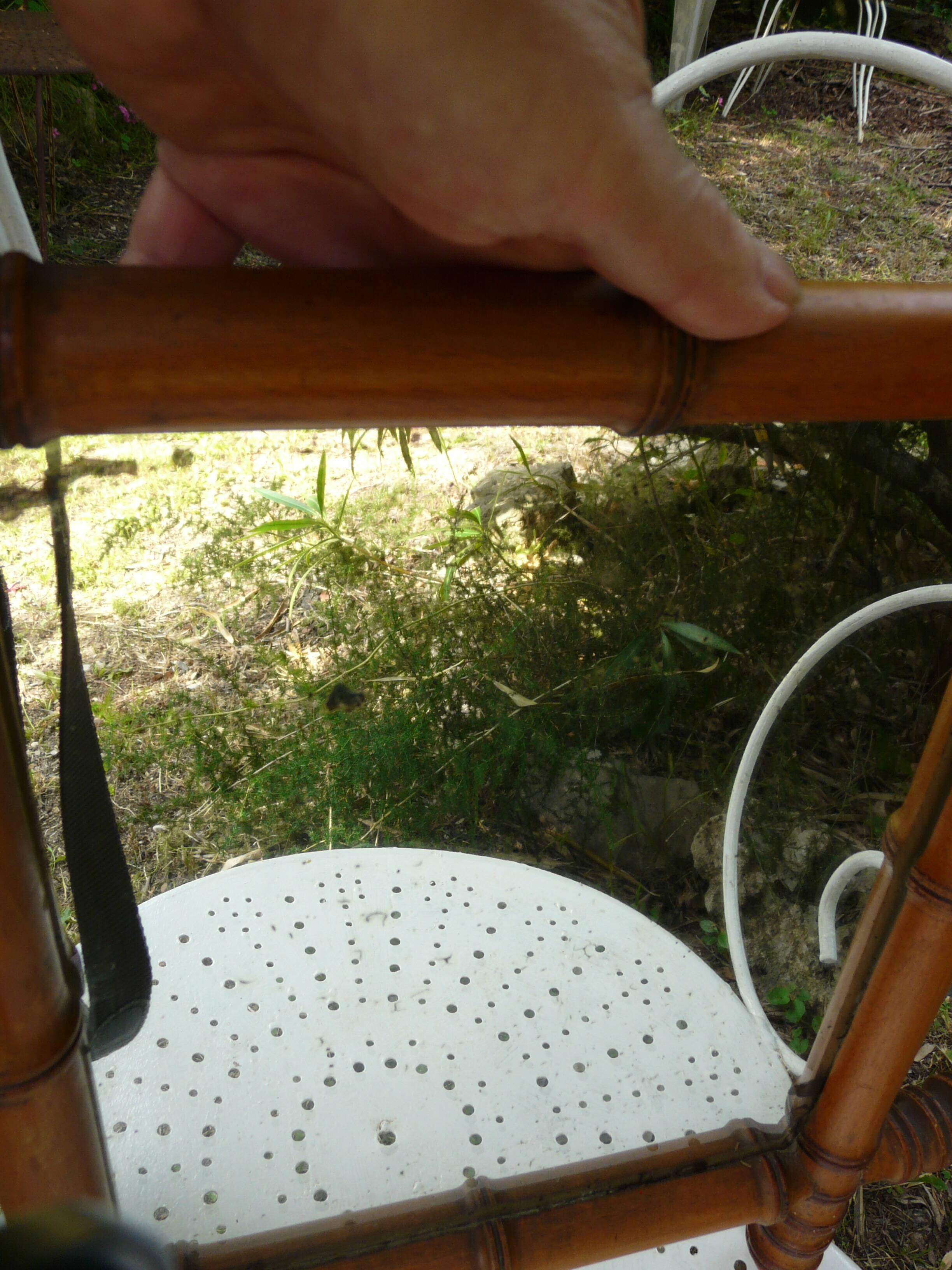 Antique turned wooden mirror in bamboo style H.47cm.