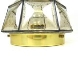Mid Century Glashütte Limburg Ceiling Lamp Glass & Brass Germany 1960