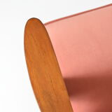 Original vintage armchair compas, restored, 1960s, velvet, pink