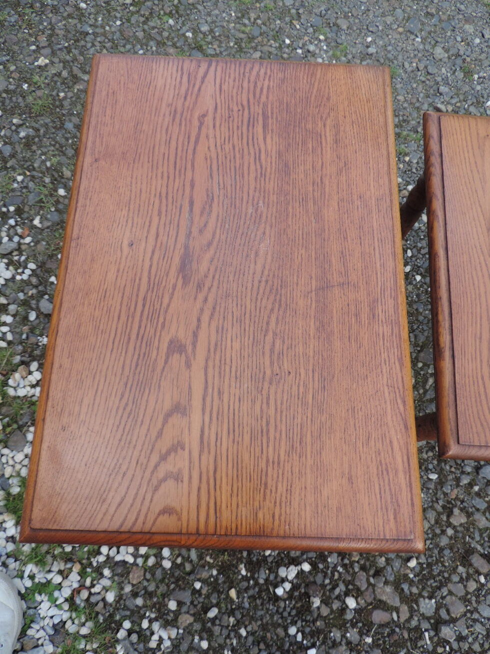 3 oak trundle tables