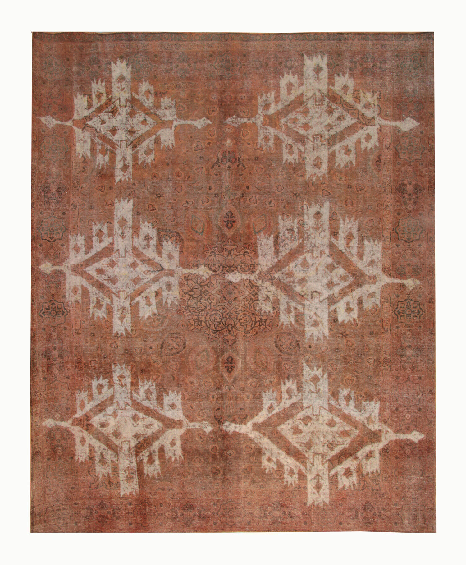 Vintage persian overdyed carpet hamdade oriental rust wool area rug- 295x360cm