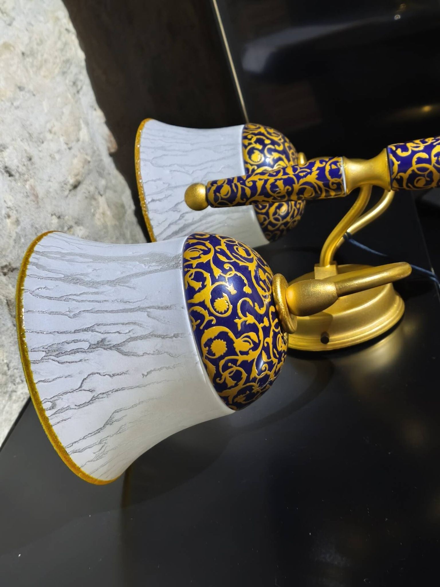 New double wall light (Le Porcellane Florence) Porcelain & Gold