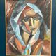 Original Swedish Oil on Canvas – “Cubist Woman Portrait” by Jan Pålsson – Signed – Dated 1980 – Vintage & Framed – 77 × 62 cm