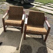 Vintage set of brown Danish fabric armchairs from the 1960s.