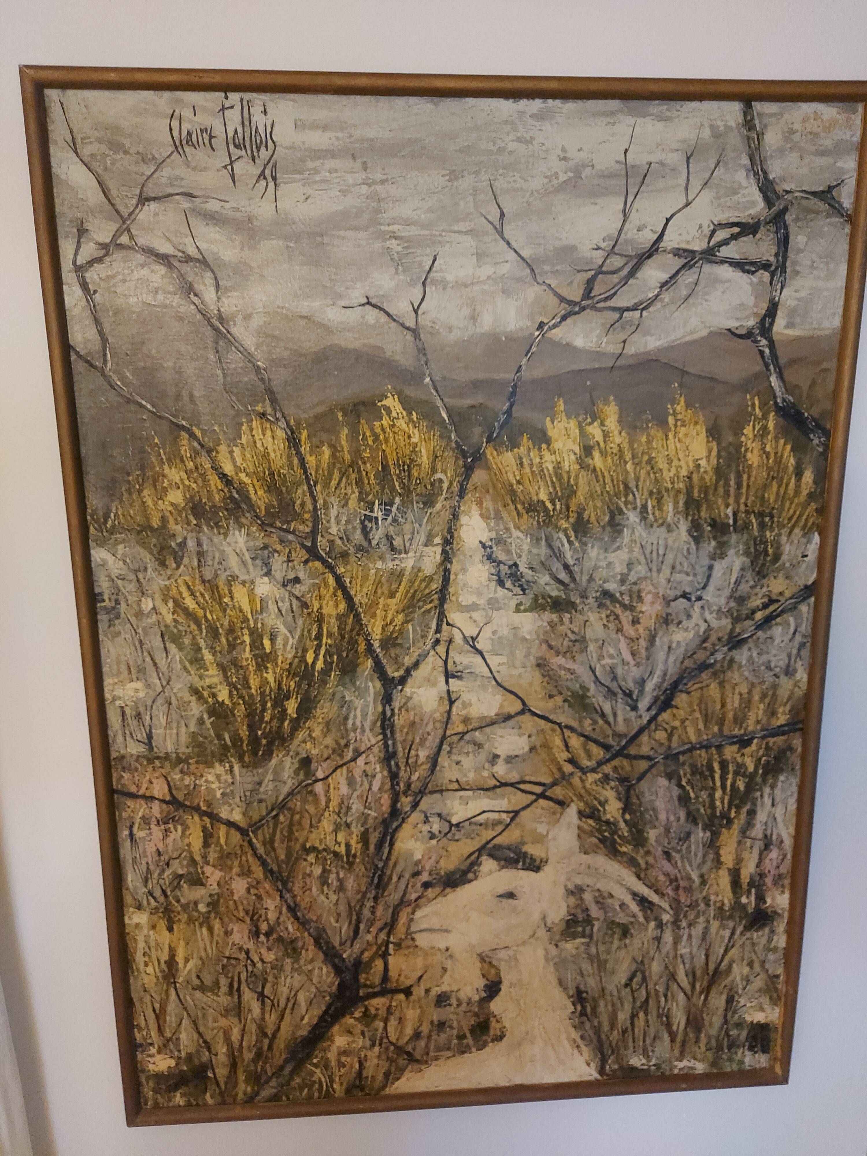 Oil painting on canvas, Claure Jallois, landscape cevenol ( 1959 )