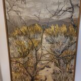 Oil painting on canvas, Claure Jallois, landscape cevenol ( 1959 )