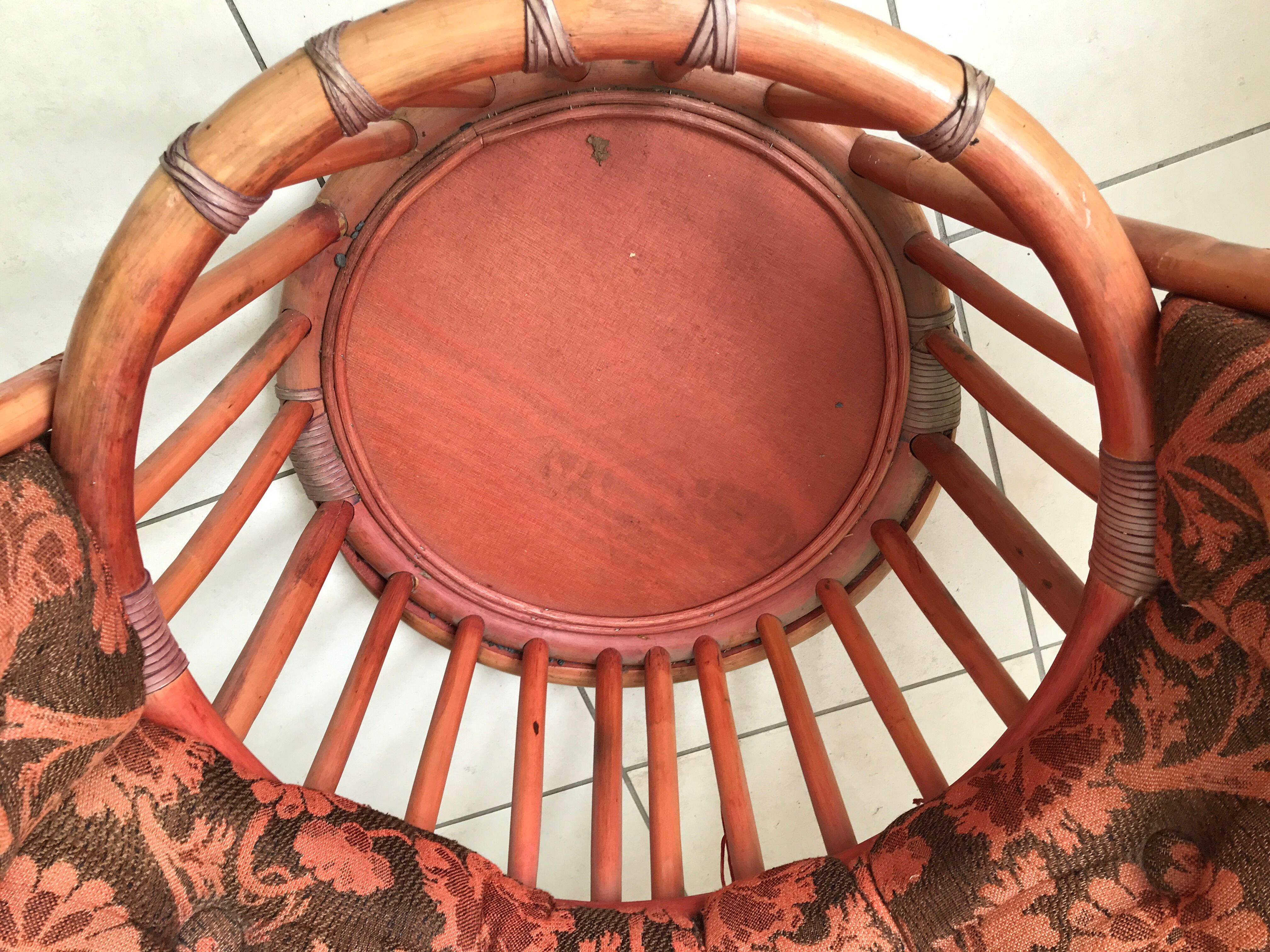 Vintage wicker rattan chair, 60s-70s