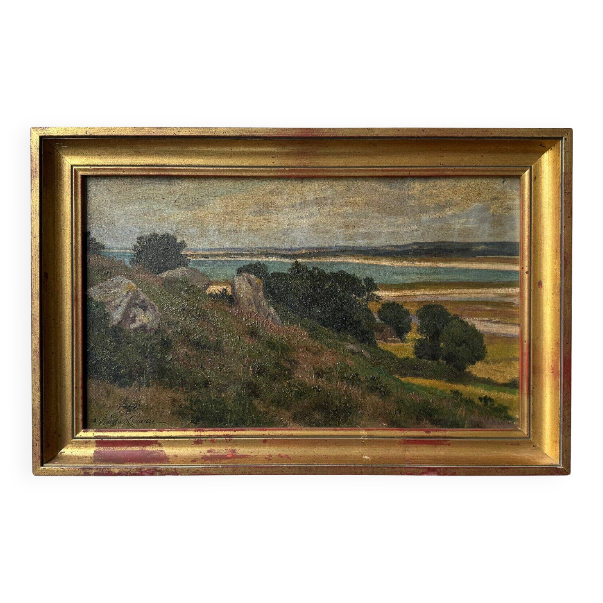 Oil on canvas representing Plounéour-Trez by Georges Levreau early 20th century