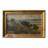 Oil on canvas representing Plounéour-Trez by Georges Levreau early 20th century