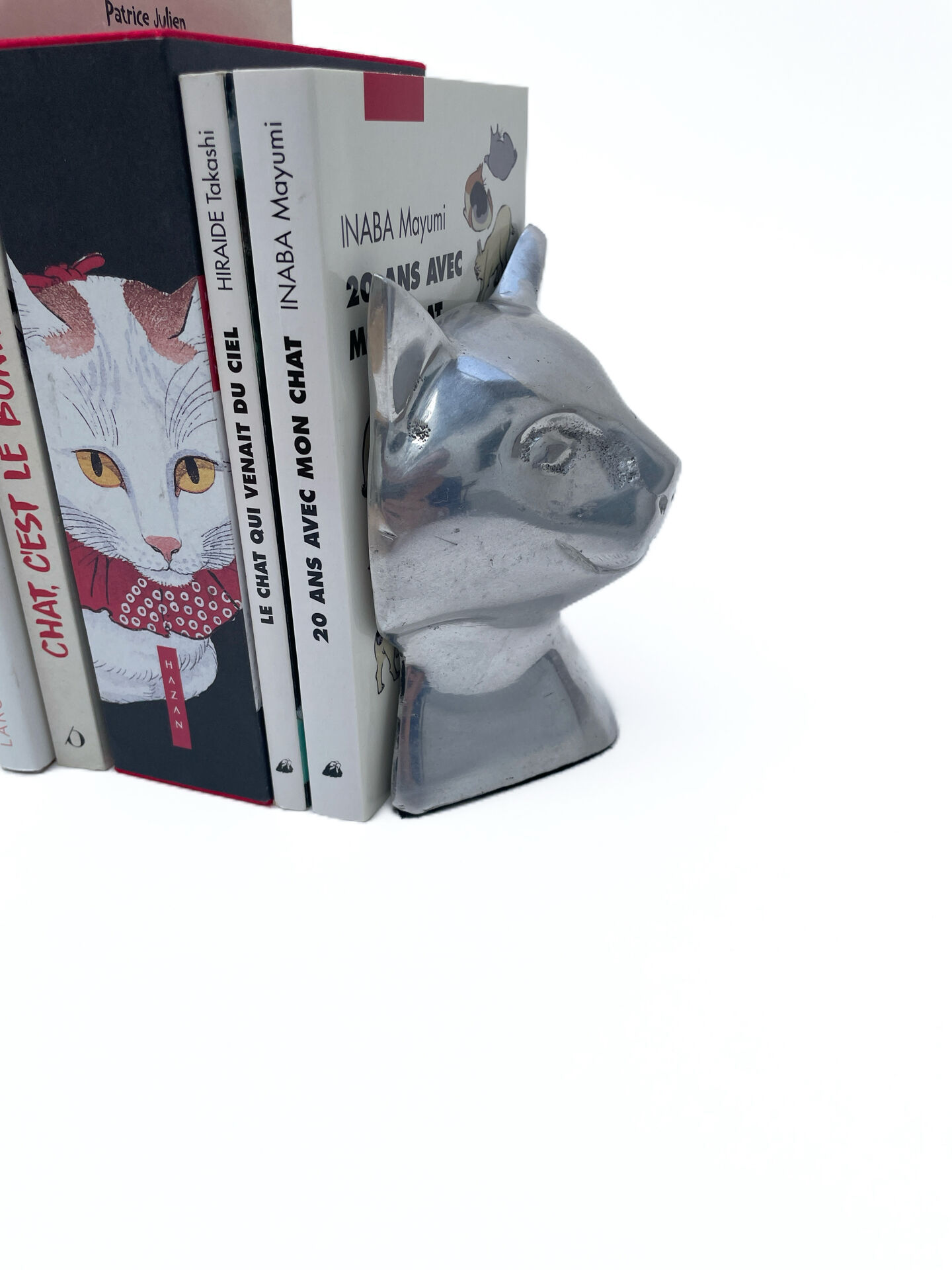 Pair of designer cat head bookends