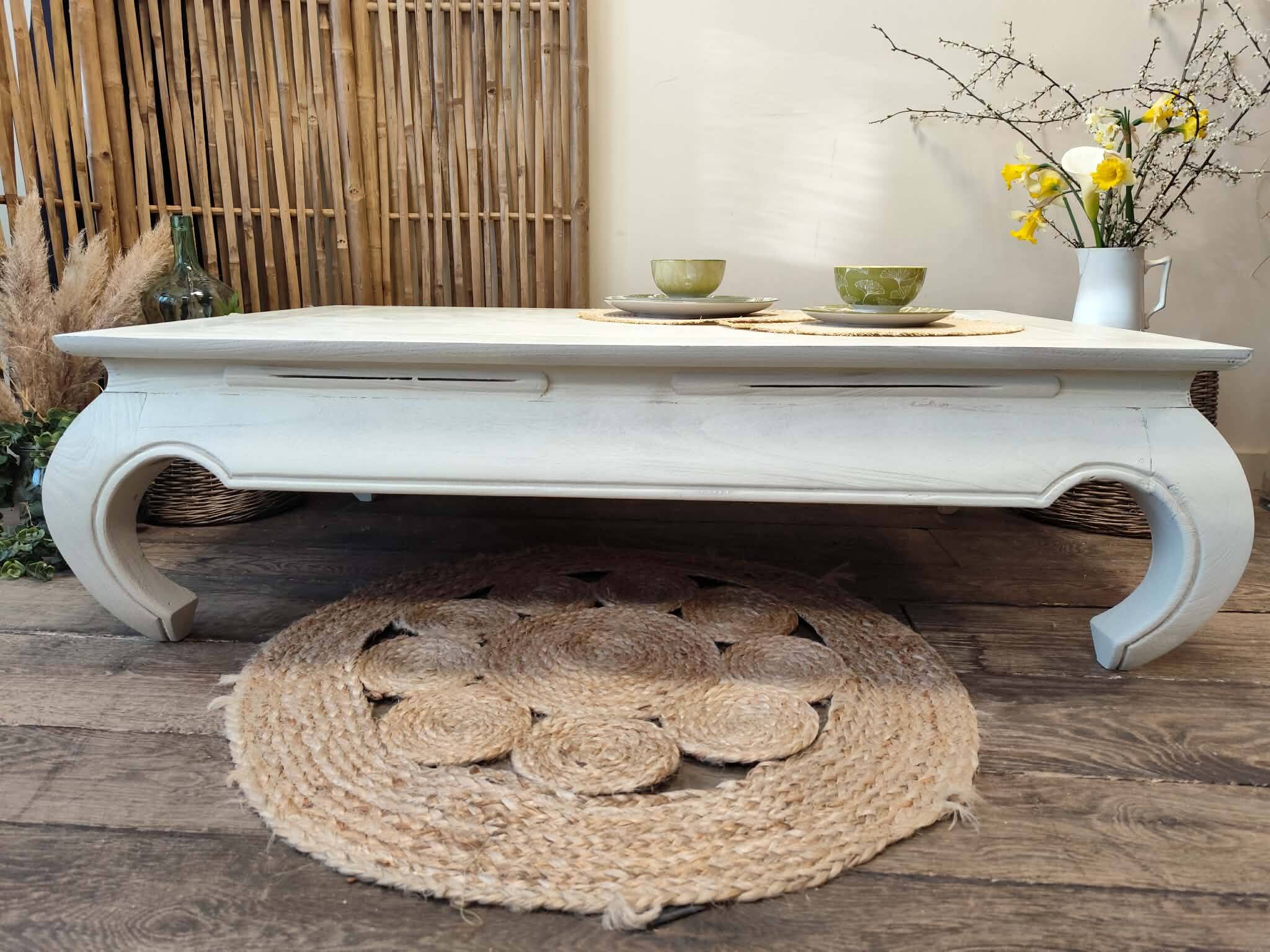 Low table in exotic wood with its safety glass