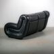 Black leather space age Italian 2 seater sofa