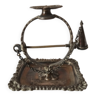 Silver-plated metal cellar rat candlestick