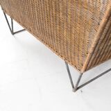 Wicker and iron bar with 2 stools