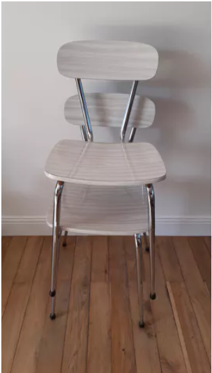 Chair in white marbled formica 70s