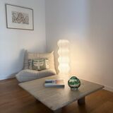 Table basse carrée en travertin, Angelo Mangiarotti, Italy, 1970s
