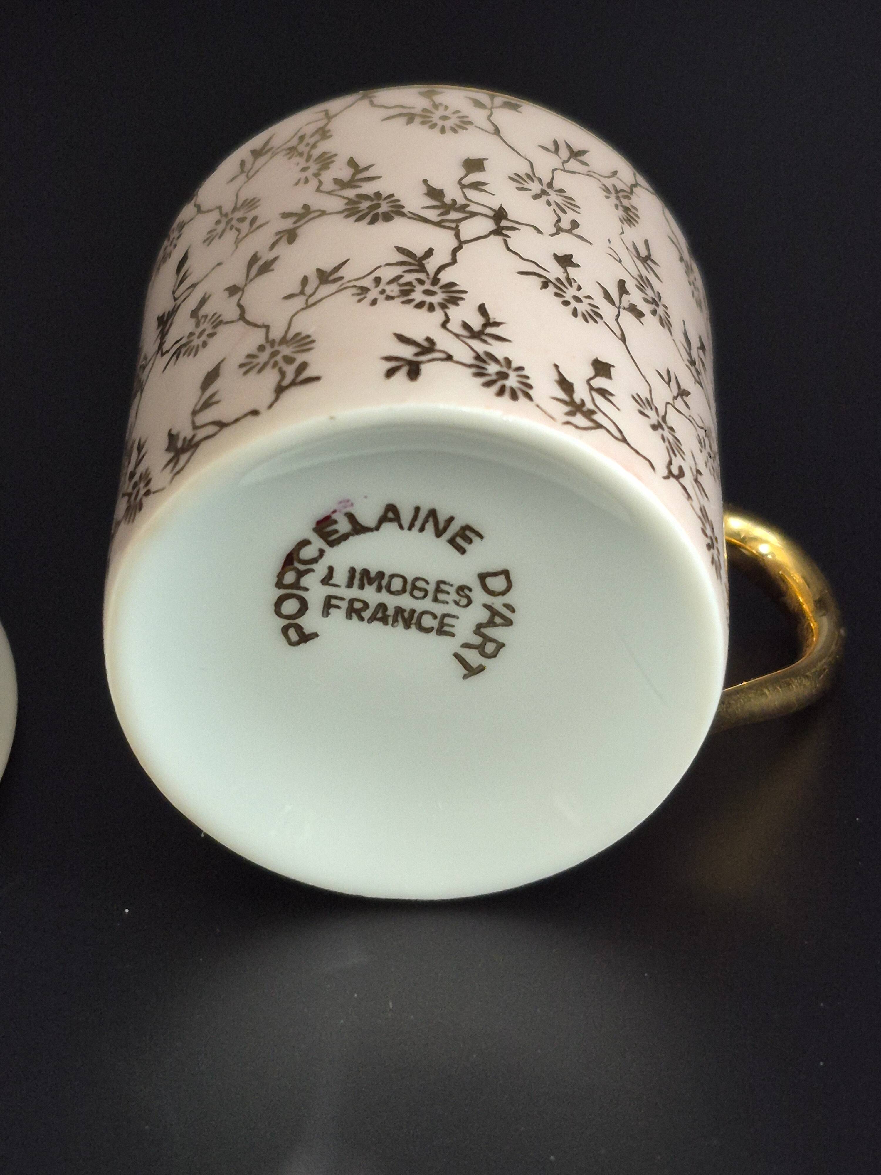 Set of 6 multicoloured moka cups in Limoges fine porcelain.