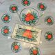 Dessert service in glass decoration fruits pomegranates signed