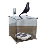 Side table, smoked glass cube