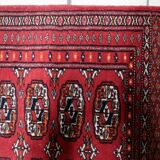 Handmade vintage Uzbek Bukhara rug 86cm x 125cm, 1960s