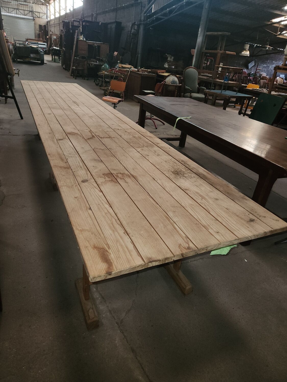 Guinguette table in fir of the 70s