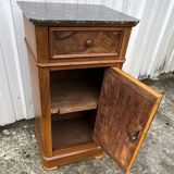 Louis Philippe style bedside table in burr walnut, late 19th century