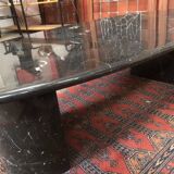 80s black marble oval coffee table