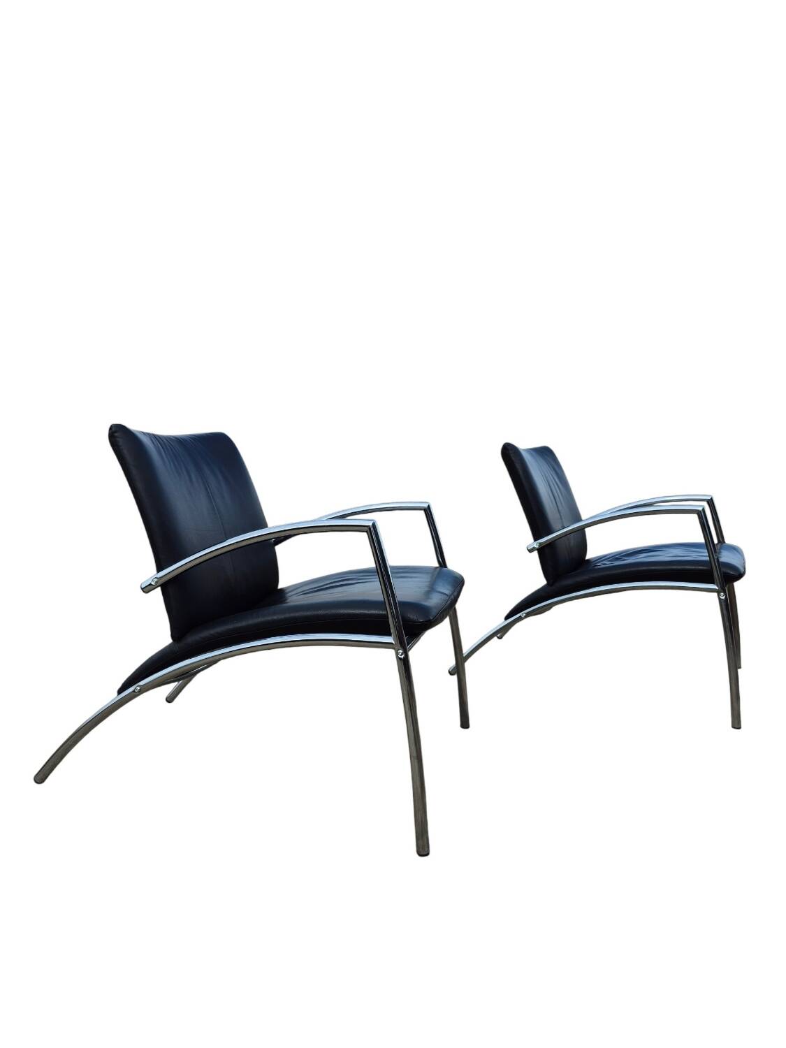 Set 2 postmodern tubular Sit easy chair Kebe Denmark 1980s