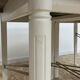 Extendable wooden dining table, white legs, 16/18 covers