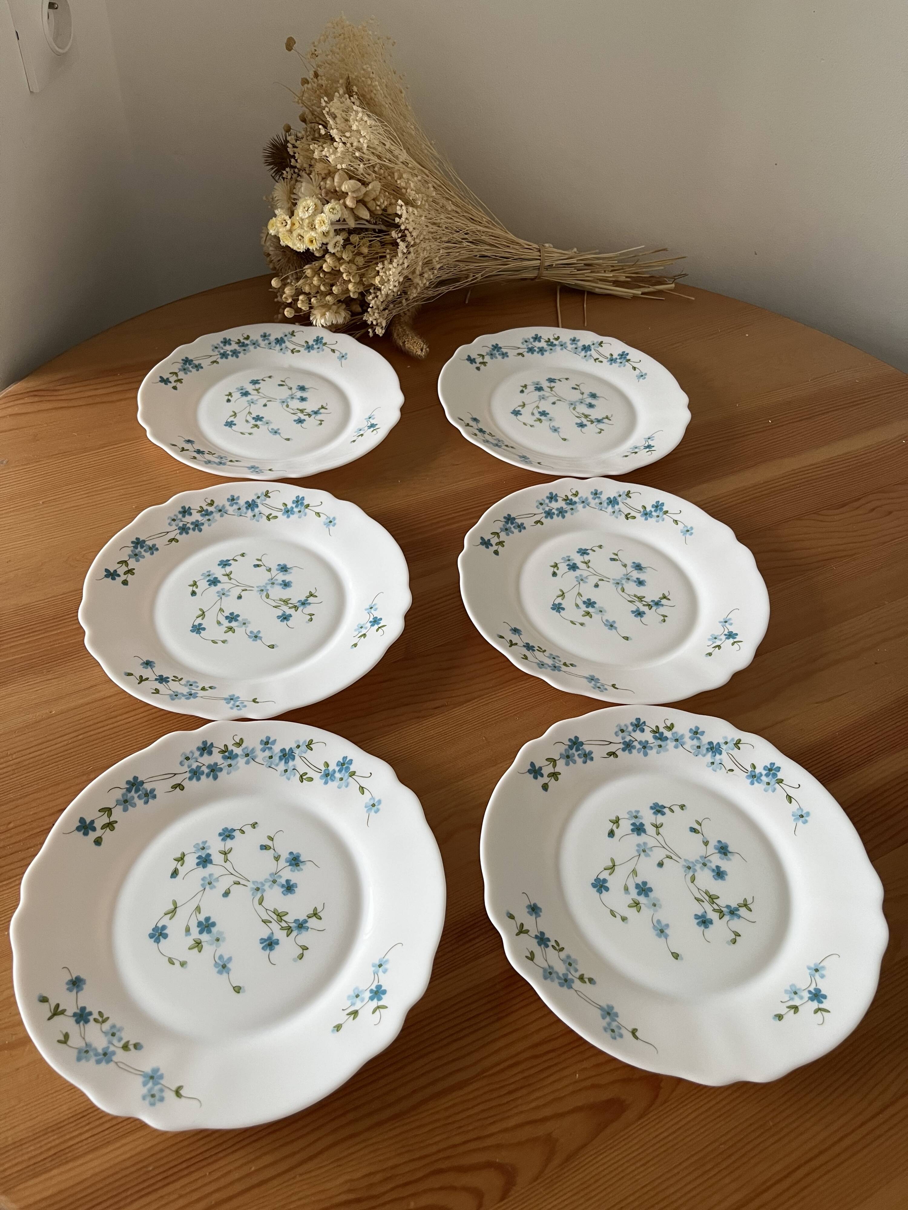 Vintage forget-not dessert plates