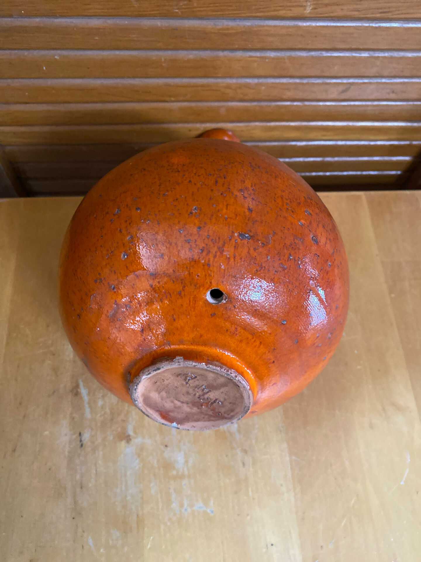 Old lamp base vallauris terracotta orange glazes vintage #e4