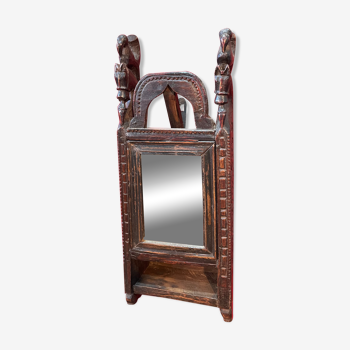 Miroir en bois de teck du 19ème siècle Inde, Rajasthan