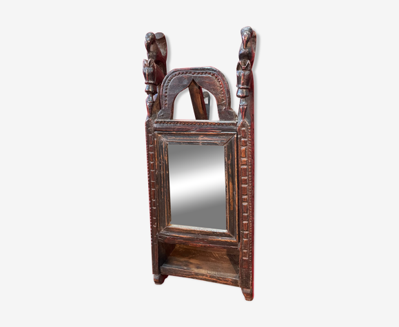 Miroir en bois de teck du 19ème siècle Inde, Rajasthan
