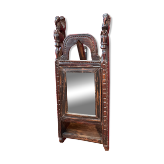 Miroir en bois de teck du 19ème siècle Inde, Rajasthan