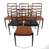 Set of 6 Niels Møller Model No 82 Chairs in Rosewood & Leather Denmark 60’s